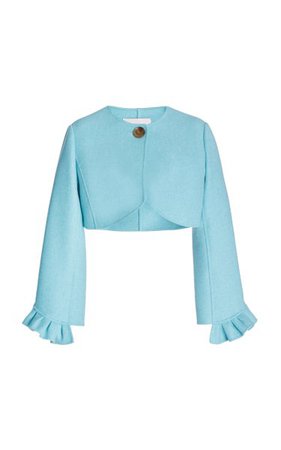 Cropped Ruffle Sleeve Wool-Blend Jacket By Carolina Herrera | Moda Operandi