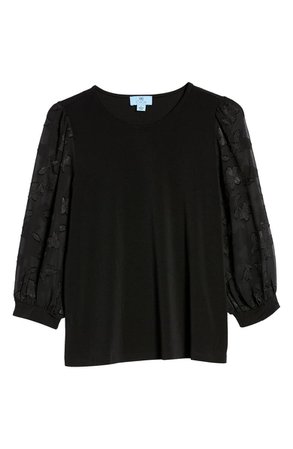 CeCe Lace Sleeve Stretch Crepe Blouse | Nordstrom