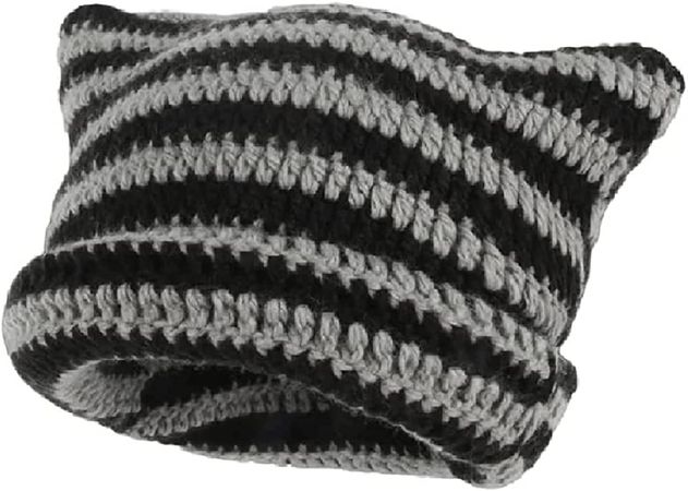 Amazon.com: Women Crochet Hats Cat Ear Beanie Fox Hat Grunge Accessories Slouchy Beanies Vintage Knitt Beanie Hat : Clothing, Shoes & Jewelry