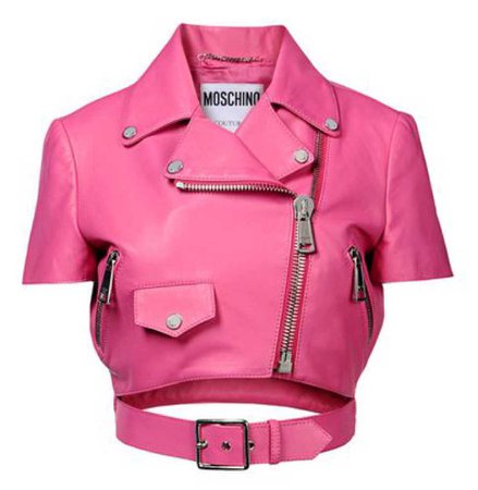 cropped pink leather jacket