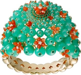 CRH6015217 - Cactus de Cartier bracelet - Yellow gold, emeralds, chrysoprases, carnelians, diamonds - Cartier