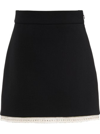 ShopMiu Miu crystal-embellished wool skirt with Express Delivery - Farfetch
