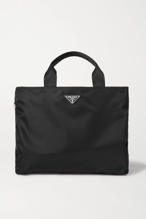 Black Vela textured leather-trimmed nylon tote | Prada | NET-A-PORTER