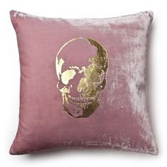Velvet Skull Pillow