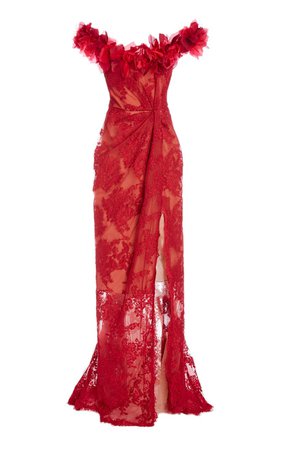Floral-Embellished Lace Gown by Marchesa | Moda Operandi