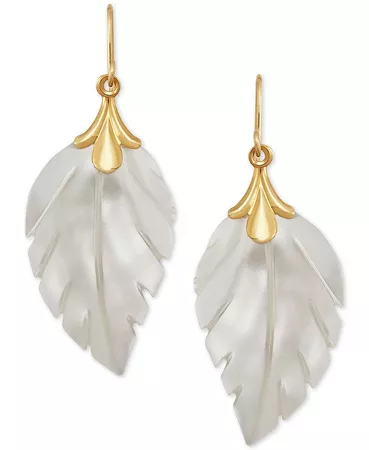 Macy's Mother-Of-Pearl Leaf Earrings in 10k Gold