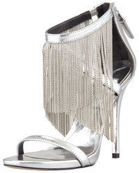 Brian Atwood B Condessa Fringe Sandal Silver, $425 | Neiman Marcus | Lookastic