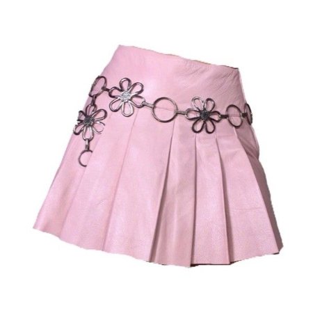 pink pleat skirt w/ flower belt