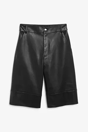 Faux leather culottes - Black magic - Trousers & shorts - Monki WW