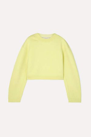 Cropped French Cotton-terry Sweatshirt - Chartreuse