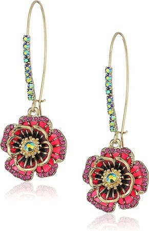 Amazon.com: Betsey Johnson Rose Dangle Earrings: Clothing, Shoes & Jewelry