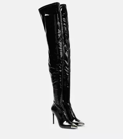 Patent over-the-knee boots in black - David Koma | Mytheresa