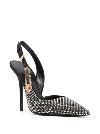 Versace Safety Pin crystal-embellished Heels Pumps - Farfetch