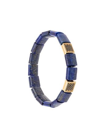 Nialaya Jewelry CZ lapis lazuli flat bead bracelet