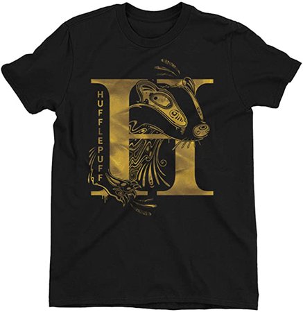 Amazon.com: Harry Potter Hufflepuff Badger Black Ladies T-Shirt Large: Clothing