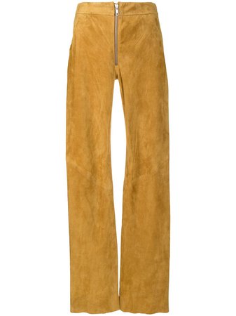 Galvan mid-rise suede straight leg trousers