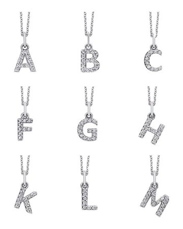 KC Designs 14k White Gold Diamond Initial Pendant Necklace