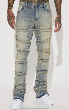 About Fray Stacked Skinny Flare Jeans - Vintage Blue Wash ($39.99)