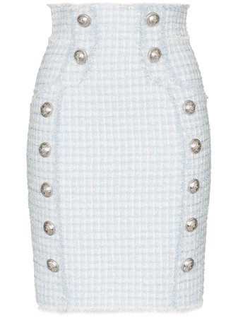 Balmain Buttoned Tweed Pencil Skirt