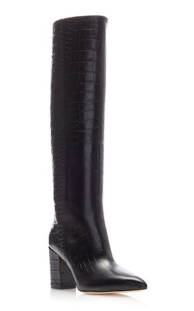 Croc-Embossed High Heeled Leather Boots by Paris Texas | Moda Operandi