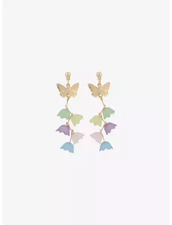 Pastel Butterfly Floral Drop Earrings | Hot Topic