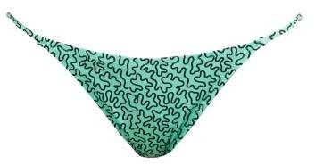 Fisch - Cayes Linear Print Bikini Briefs - Womens - Green