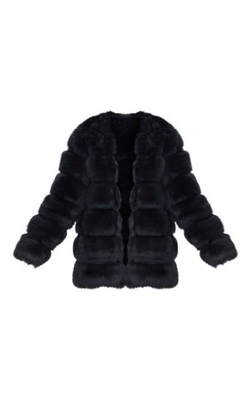 Black Fur Bubble Coat | PrettyLittleThing