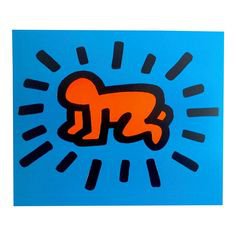 Keith Haring Estate Rare Vintage Lithograph Print Pop Art Poster " Radiant Baby " 1990