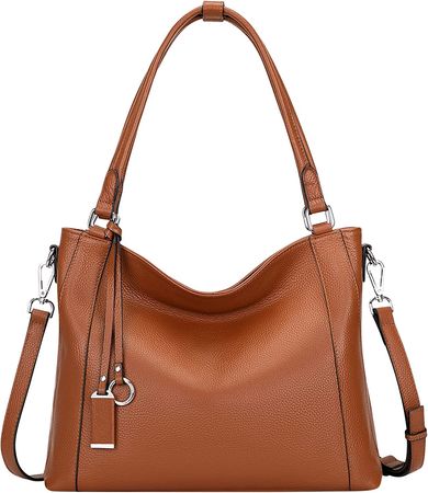Amazon.com: Over Earth Soft Leather Handbags for Women Shoulder Hobo Bag Large Tote Crossbody Bag (O103E Brown) : Clothing, Shoes & Jewelry