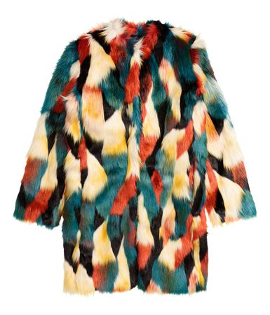 multicolor faux fur coat