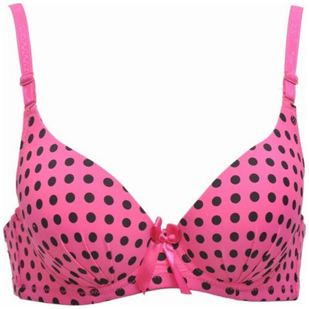 Hot pink and black polka dot push up bra