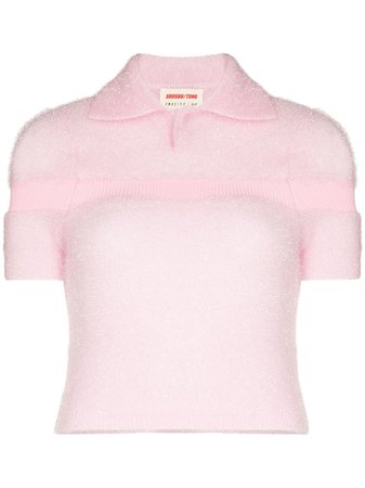 Shop SHUSHU/TONG short-sleeve knitted polo shirt with Express Delivery - FARFETCH