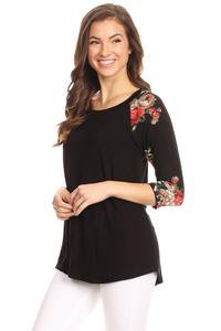 Women's Floral Top 3/4 Sleeve Shirt New Cute Fashion Tunics – MomMe and More