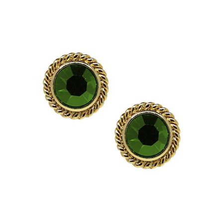 14K Gold Dipped Light Green Small Round Stud Earrings