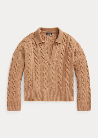 Cable-Knit Wool-Cashmere Polo Jumper for Women | Ralph Lauren® IL