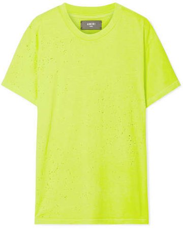 Shotgun Distressed Supima Cotton-jersey T-shirt - Yellow