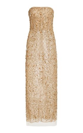 Embellished Strapless Midi Dress By Monique Lhuillier | Moda Operandi