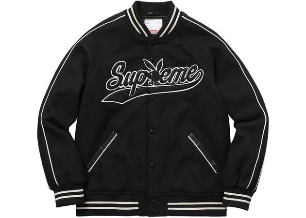 Supreme Playboy Wool Varsity Jacket (Black)