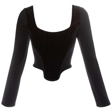Vivienne Westwood black velvet long sleeve corset, fw 1988 For Sale at 1stDibs | vivienne westwood corset, vivienne westwood long sleeve corset