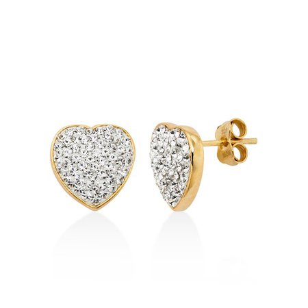 Brilliance - Brilliance Fine Jewelry 18k Gold Plated Sterling Silver Swarovski Crystal Heart Earrings - Walmart.com - Walmart.com