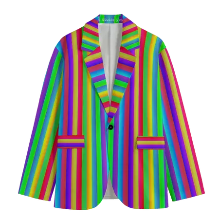 Fruit Stripe Rainbow Mens Cotton Sport Coat! Circus clowncore striped – yesdoubleyes