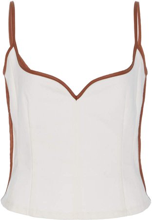 Heart Leather-Trimmed Cotton Tank Top