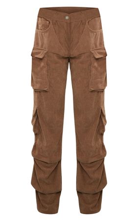 Brown Low Rise Cord Cargo Pocket Boyfriend Jeans | PrettyLittleThing USA
