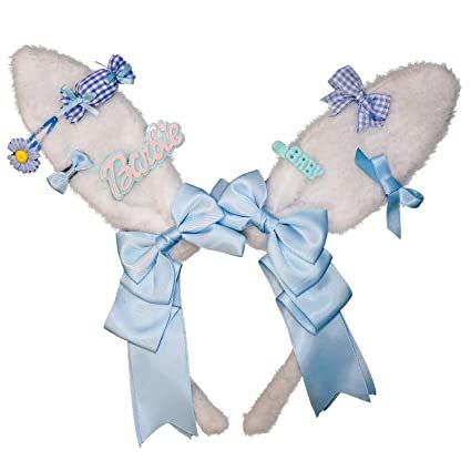 Amazon.com: Kawaii Bunny Ears Lolita Cosplay Cute Rabbit Ears Hair Clips Easter Party Hair Accessory Headband for Women Girls (Blue) : Clothing, Shoes & Jewelry