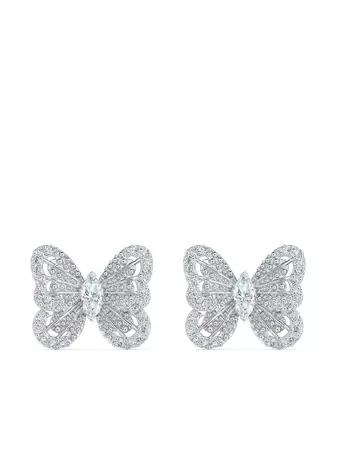 De Beers Jewellers 18kt White Gold Portraits Of Nature Butterfly Diamond Stud Earrings