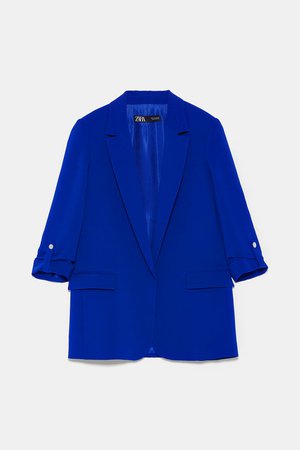 BLAZER WITH ROLLED - UP SLEEVES-NEW IN-WOMAN-NEW COLLECTION | ZARA United States blue