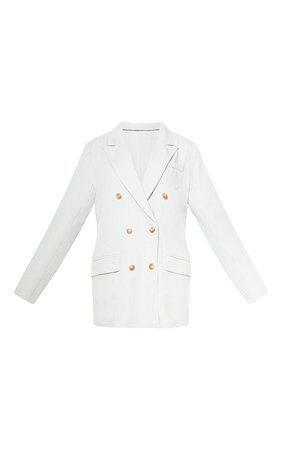 Cream Tailored Woven Blazer | Coats & Jackets | PrettyLittleThing USA