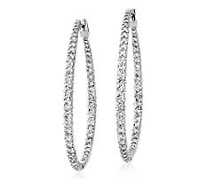 Dazzling Diamond Eternity Hoop Earrings in 14k White Gold (2 ct. tw.) | Blue Nile