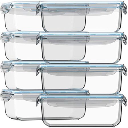 Amazon.com: Razab 16 Pc 30 oz (8 Container set) Glass Food Storage Containers w/Airtight Lids - FREE 14 Measuring Cups/Spoons ($12 value) Microwave/Oven/Freezer & Dishwasher Safe - BPA/PVC Free - For Meal Prep: Gateway