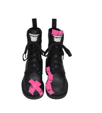 pink taped up boots